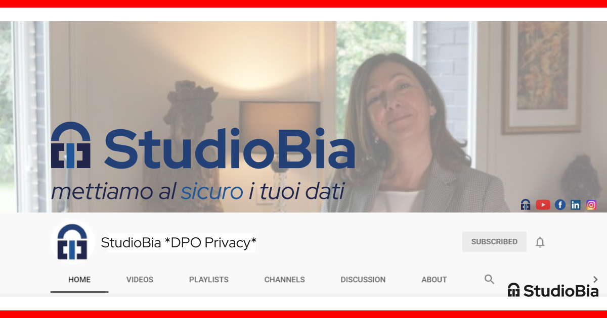 Canale ufficiale YouTube di StudioBia DPO Privacy